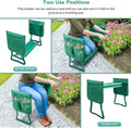 Garden Kneeler And Seat, Foldable Kneeling Bench With Sturdy Soft Eva Foam Pad, For Camping, Gardening, Fishing, 2 Tool Pouches Included, Green Green Metal
