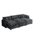 Oversized Modular Cushion Sofa, Portable Ottoman, L Shaped Corner Low Back Deep Seating Spacious Sofa Setfor Home Apartment Living Room Set, Grey Corduroy Grey Corduroy 3 Seat