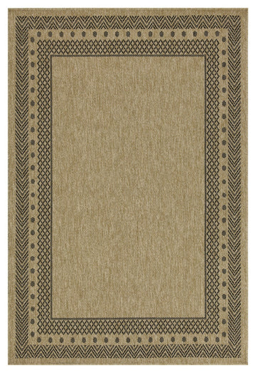 Earth Gc Ntl1006 Jute Black 5 Ft. 3 In. X 7 Ft. 3 In. Indoor Outdoor Area Rug Natural Black Polyester Polypropylene