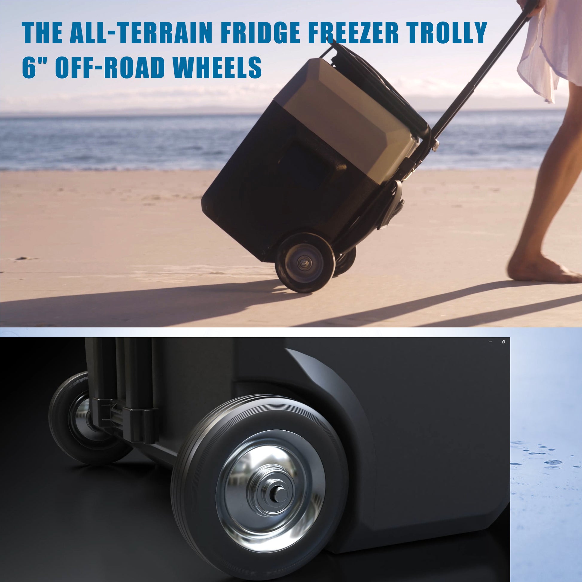 32Qt Car Freezer Portable Refrigerator Freezer With App Control And 6'' Off Road Wheels, 12V,45W Cooler Freezer,Low Noice Antique White Gray Plastic