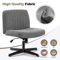 Office Chair Armless Desk Chair No Wheels, Fabric Padded Wide Seat Home Office Chairs, 115 Rocking Mid Back Cute Computer Chair For Bedroom, Vanity, Makeup,Dark Grey Dark Grey Foam Cotton Linen