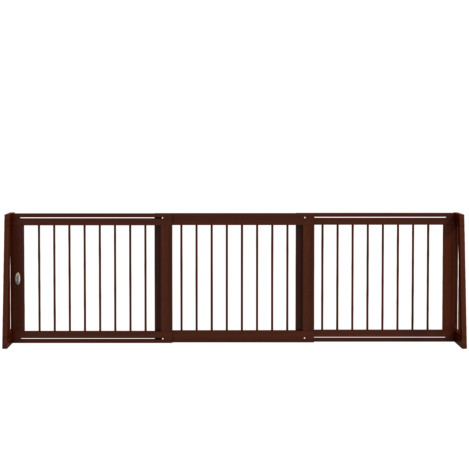 Pawhut Freestanding Pet Gate, Wooden Dog Gate With 28" 75" Retractable Length, Support Feet, Non Slip Mats, 3 Panel Pet Gate For Indoor, Stairway, Doorway, Brown Brown Wood