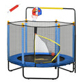 Qaba 4.6' Kids Trampoline With Basketball Hoop, Horizontal Bar, 55