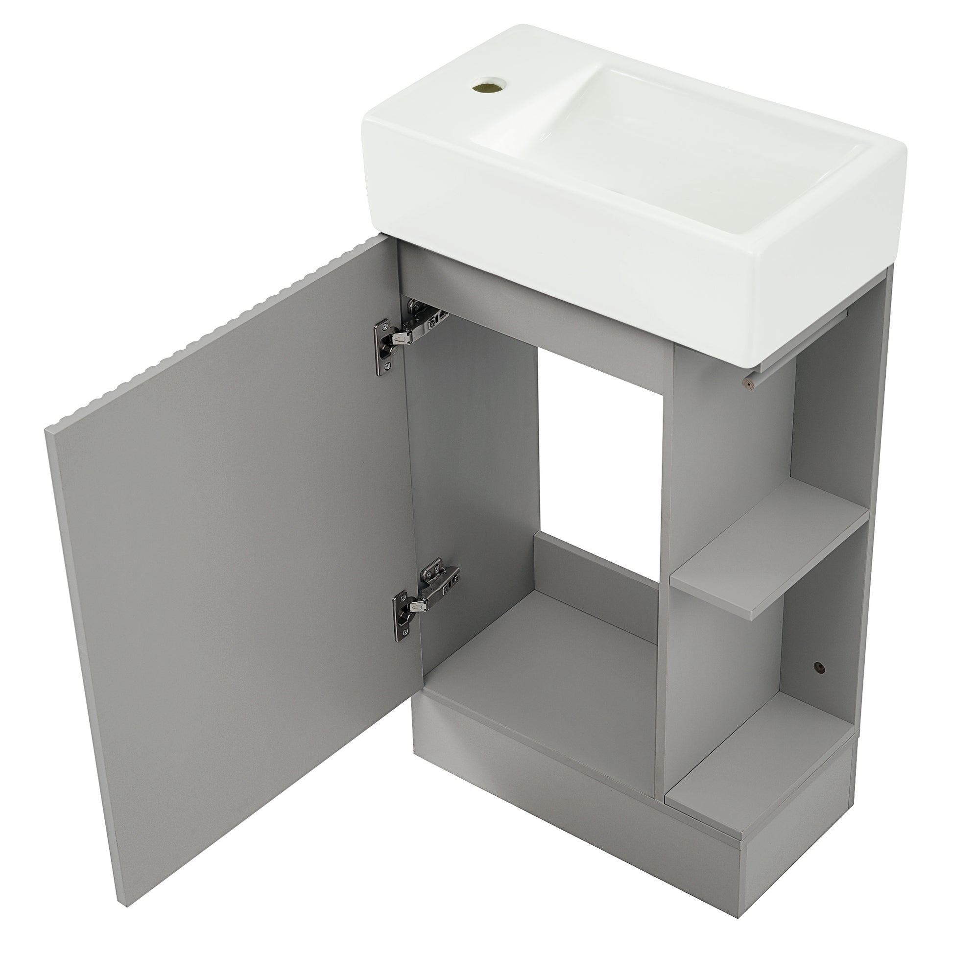 18.6" Bathroom Vanity With Sink, Bathroom Vanity Cabinet With Two Tier Shelf, Left Or Right Orientation, Grey Grey Mdf
