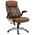 Vinsetto Executive Massage Office Chair With 6 Vibration Points, Heated Faux Leather Computer Desk Chair With Flip Up Armrest, Adjustable Height, Swivel Wheel, Brown Brown Leather