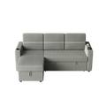85 Inches Corduroy Sofa Bed, 3 Seater Sleeper Sofa With Storage Chaise, Square Handrail With Two Cup Holder And Usb Charge Port, Pull Out Couch For Living Room Light Grey Corduroy 3 Seat