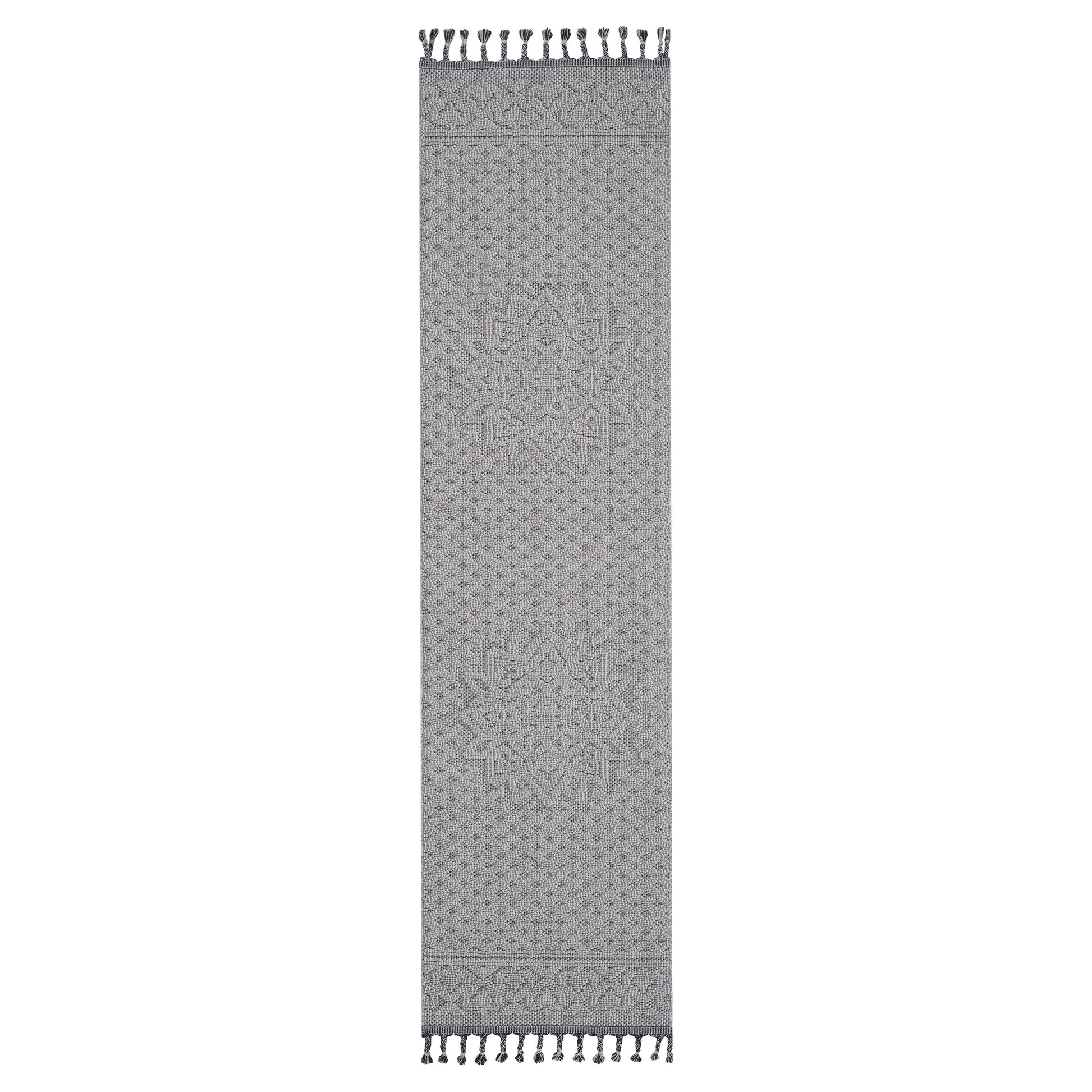 Naar Guros Collection 2X8 White Ivory Medallion Indoor Outdoor Area Rug White Polypropylene