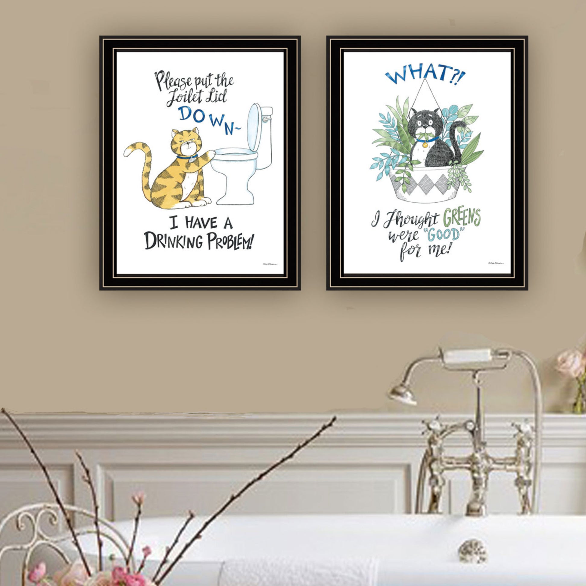 2 Piece Vignette I Have A Drinking Problem Black Framed Wall Art For Living Room, Bedroom Wall Art Print For Home Decor By Deb Strain Multicolor Wood Paper