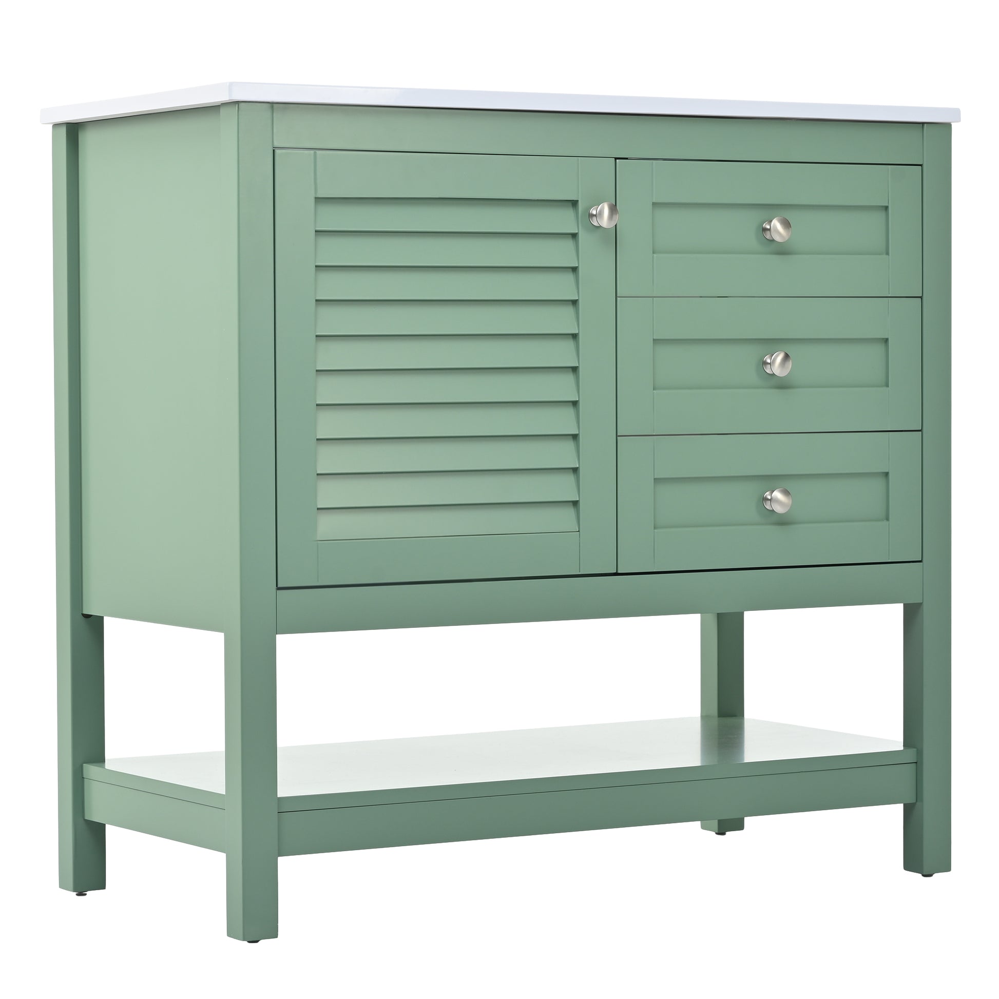 36'' Bathroom Vanity With Undermount Sink, Free Standing Vanity Set With 2 Drawers& Soft Closing Doors, Bathroom Storage Cabinet With Solid Wood Feet, Green 2 Green 1 1 Adjustable Hinges Bathroom Freestanding Modern Solid Wood Mdf Resin Painted