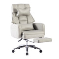 Swivel Ergonomic Office Chair, Technology Leather High Back Office Chair With Lumbar Support Headrest, Sedentary Comfortable Boss Chair, 155 Reclining Computer Chair Colorgrey Caster Light Grey Office Foam American Design,American Traditional,European