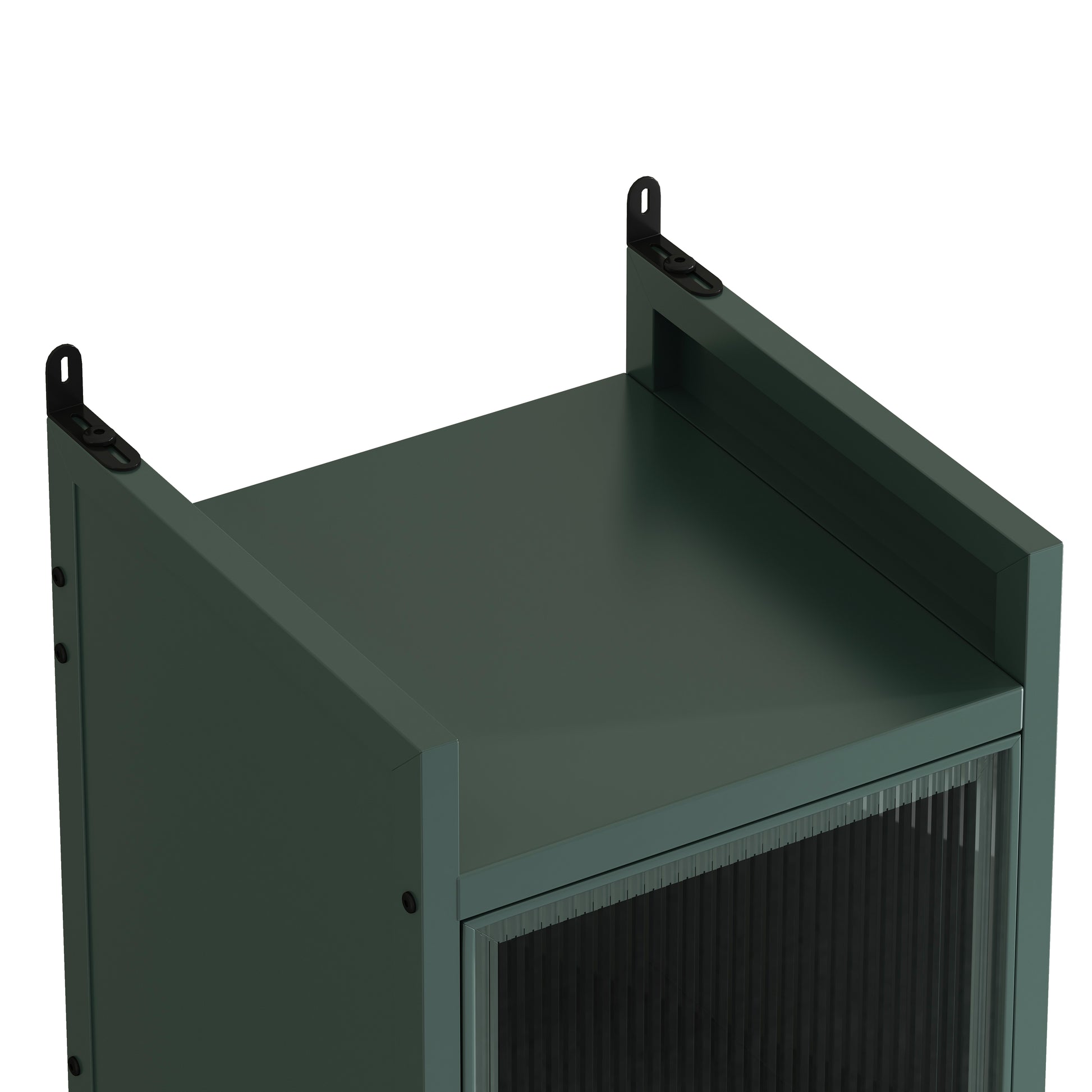 Modern Four Tier Glass Door Cabinet With Featuring Five Tier Storage, For Entryway Living Room Bathroom Dining Room,Dark Green Dark Green Glass,Iron