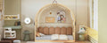 Twin Size Extended Bed With Arched Roof And Trundle, Natural Twin Natural Plywood