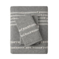 3 Piece Cotton Jacquard Duvet Cover Set King Gray Cotton