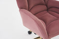 005 Velvet Fabric 360 Swivel Home Office Chair With Gold Metal Base And Universal Wheels,Pink Solid Pink Office Sponge Wipe Clean Modern Office Chairs Tufted Back Foam Swivel Velvet