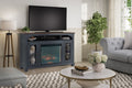 Americana 66 In Fireplace Tv Stand For Tvs Up To 80 Inches, Corduroy Blue Finish Blue 80 89 Inches Rubberwood Rubber Wood