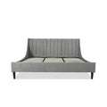 Aspen Vertical Tufted Modern Headboard Platform Bed Set, King, Opal Grey Velvet Box Spring Not Required King Gray Wood Foam Velvet Velvet