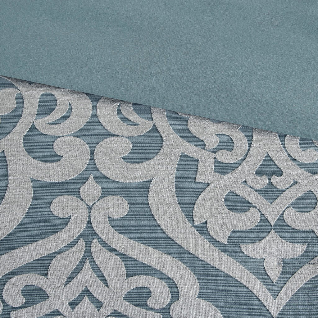 8 Piece Jacquard Comforter Set Aqua Silver Cal King California King Aqua Silver Polyester
