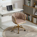 Velvet Vanity Chair With Wheels, Accent Chair Makeup Vanity Chair With Hand Woven Backrest, Modern 360 Swivel Home Office Desk Chair For Study, Bedroom, Living Room Gray Iron Gray Primary Living Space Foam Modern Lounge Chair Cross Back 1 Velvet