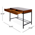 Storage Desk Oak Wood Metal