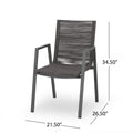 Outdoor Modern Aluminum Dining Chair With Rope Seat Set Of 2 , Gray And Dark Gray Dark Grey Aluminium