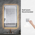 24*40 Inch Bathroom Led Mirror Anti Fog Mirror With Button White Silver Classic,Luxury,Modern Glass Glass