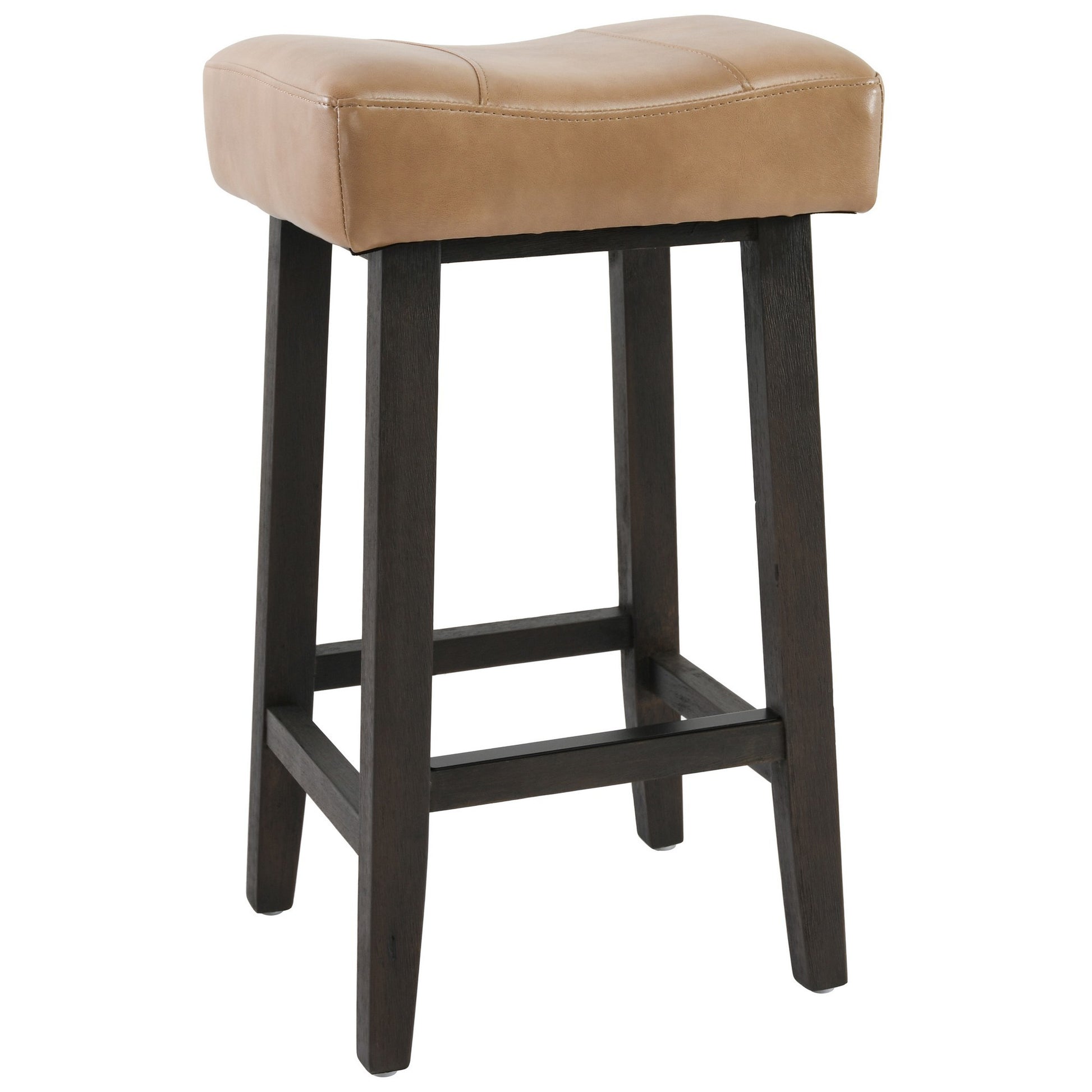 26 Inch Wooden Framebackless Counterstool, Beige Beige Solid Wood