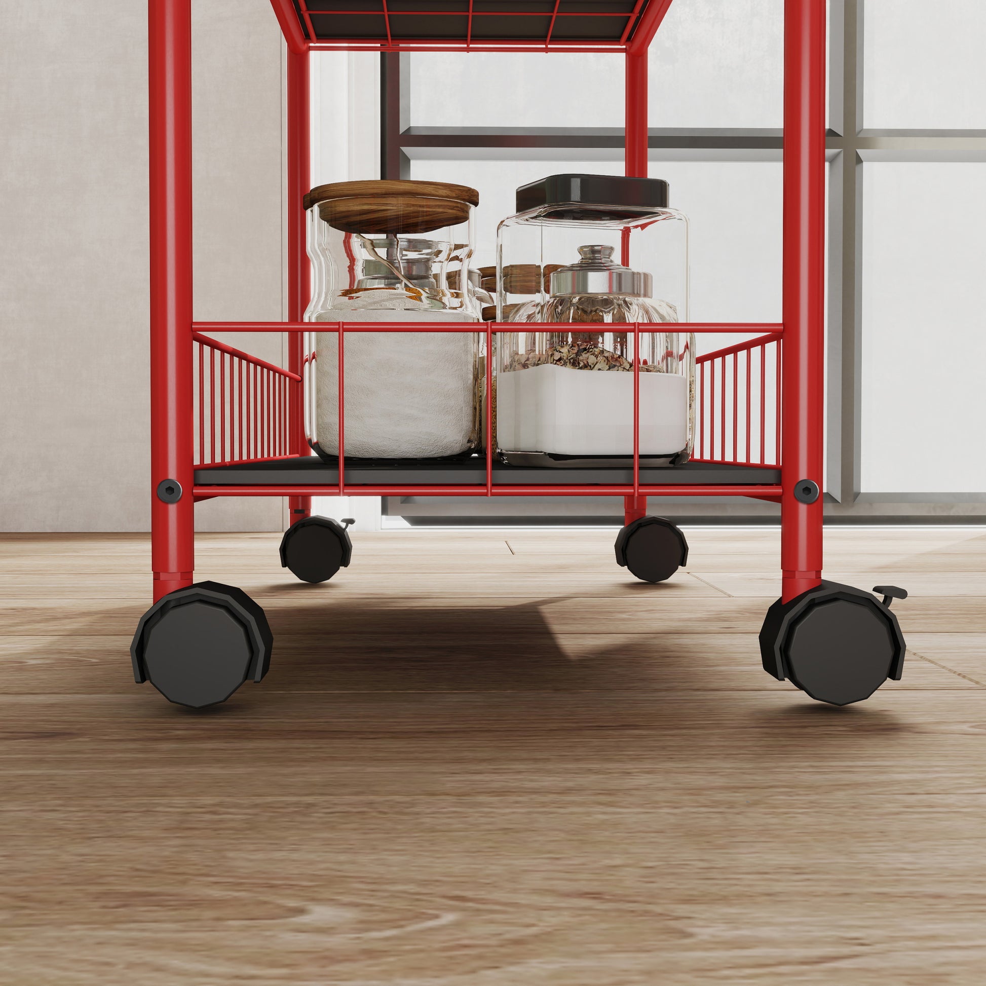 Red 6 Tier Slim Rolling Storage Cart, Mobile Shelving Unit With Wheels, Metal Wire Storage Shelving Rack With Baskets For Kitchen Bathroom Office Laundry Narrow Piaces Red Kitchen American Design,American Traditional Metal Metal