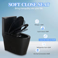 1.1 1.60 Gpf Dual Flush One Piece Toilet, Water Saving Elongated Comfort Height Floor Mounted, Soft Close Seat, 1000 Gram Map Flushing Score Toilet, Matte Black 23T01 Mb 1 Black Ceramic