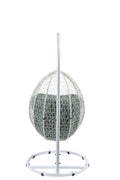 Simona Green Fabric & White Wicker Hanging Chair Green,White Fabric,Steel,Wicker