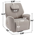 Grey Swivel And Rocker Power Recliner Chair With Lumbar And Neck Support Pillow, Max Swivel Degree 270 , Heavy Duty Motion Mechanism With Usb And Type C Ports Grey Polyester Power Push Button Metal Primary Living Space Medium Firm Tight Back Heavy Duty