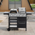 2 2 Multi Function Burner Gas Grill And Griddle Combo With Cover For Outdoor Cooking While Camping Or Tailgating Bbq,Frying,Pizza. Black And Silver Stainless Steel