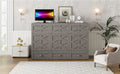 Queen Size Murphy Bed With Large Drawers,Brushed Gray Queen Gray Plywood