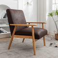 25.38'' Wide Classic Mid Century Modern Arm Chair, Dark Brown Dark Brown Microfiber