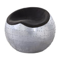 Antique Ebony And Aluminum Ottoman With Saddle Seat Ebony Genuine Leather Wood Primary Living Space Solid Round Armless Leather