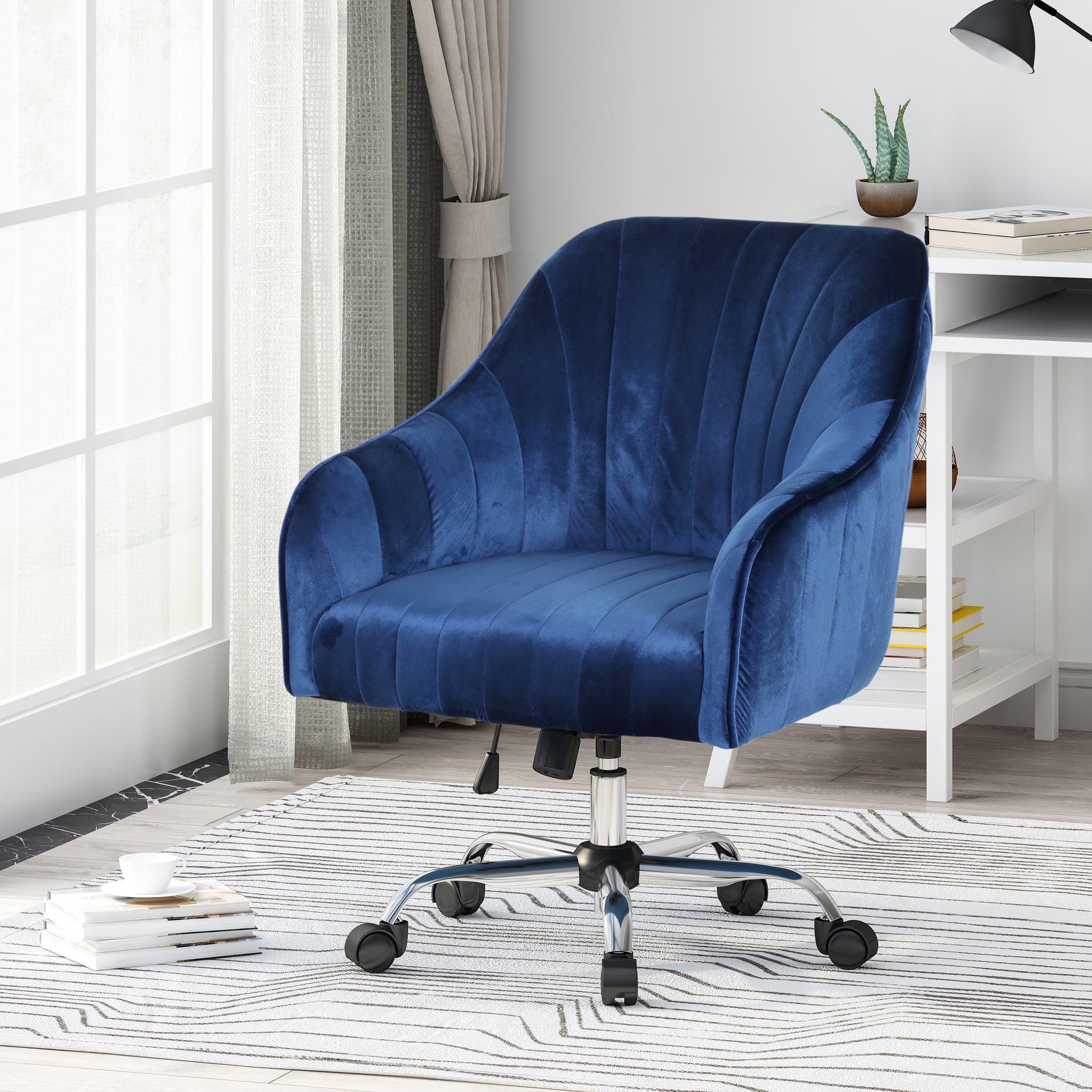 Office Chair Navy Blue Velvet