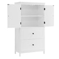 Bathroom Storage Cabinet, Cabinet With Two Doors And Drawers, Adjustable Shelf, Mdf Board, White White Mdf