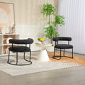 Coolmore Boucle Dining Chairs Set Of 2, Mid Century Modern Curved Backrest Chair, Round Upholstered Kitchen Chairs Carbon Black Boucle Carbon Black Foam Mdf Metal