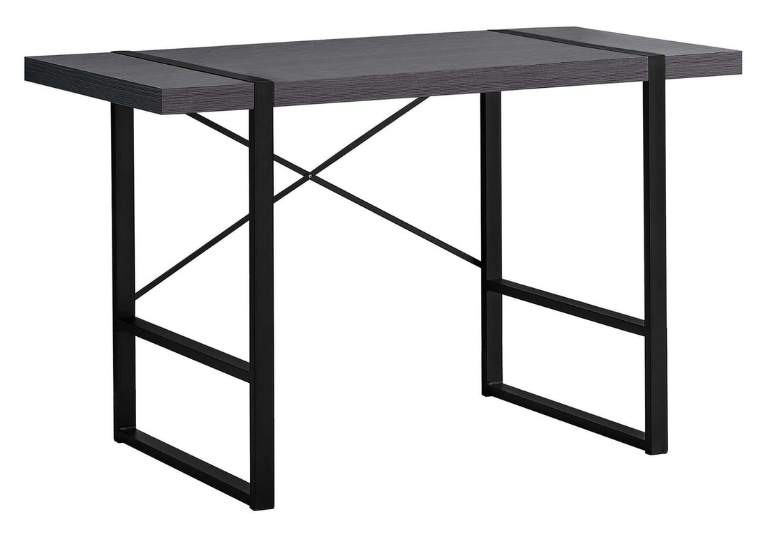 Computer Desk, Home Office, Laptop, 48"L, Work, Grey Laminate, Black Metal, Contemporary, Modern Grey Particle Board