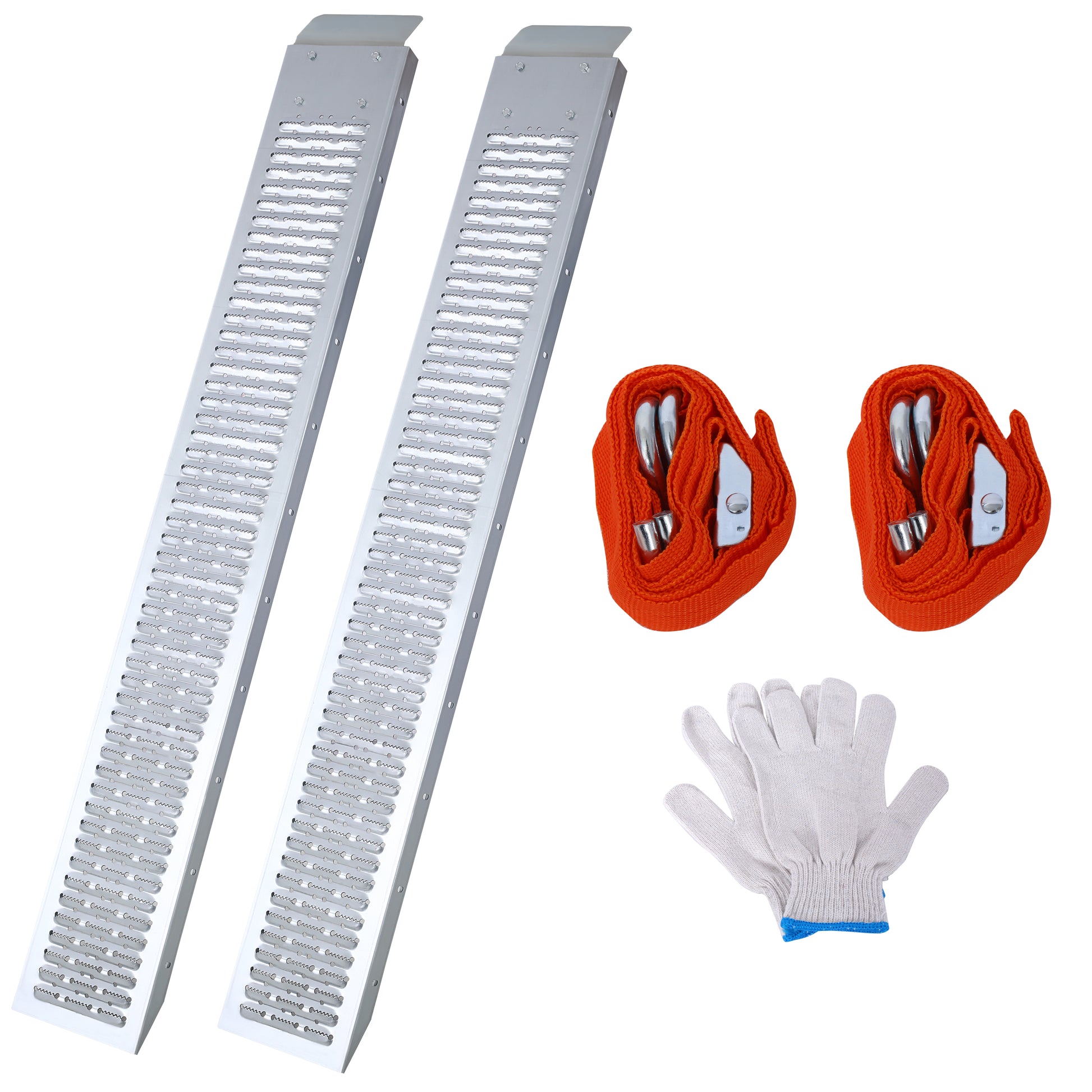 66" L Loading Ramps, 960Lbs Capacity Loading Ramps For Pickup Trucks, Steel Motorcycle Ramp, Dirt Bike Ramp For Truck, Lawn Mower, Snowblower, Atv, Quad, Pack Of 2 ,With 2Pcs Tie Straps,1Pair Gs