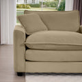 Corduroy Sofamodern Upholstered 4 Seater With 3 Footstools Corduroy Fabric Sofaoffice Living Room Apartment Comfortable Sofa, Easy To Assemble With 2 Arm Pillows And 4 Throw Pillows Tan Corduroy 4 Seat