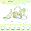 Toddler Slide And Swing Set 6 In 1, Kids Playground Climber Playset With Soccer Goal, 2 Basketball Hoops, Ring Toss Game, Indoor & Outdoor Green Cute Hdpe Indoor & Outdoor Use