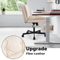 Large Size Swivel Home Office Desk Chair Armless Office Room Chair Caster Wood Beige Primary Living Space Foam Dry Clean American Design,Casual,Contemporary,Minimalist,Modern Handle Office Chairs Solid Back Foam Adjustable Height Leather