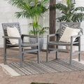 Modern 2 Piece Chevron Patio Chairs Grey Wash Gray Wash Acacia Wood