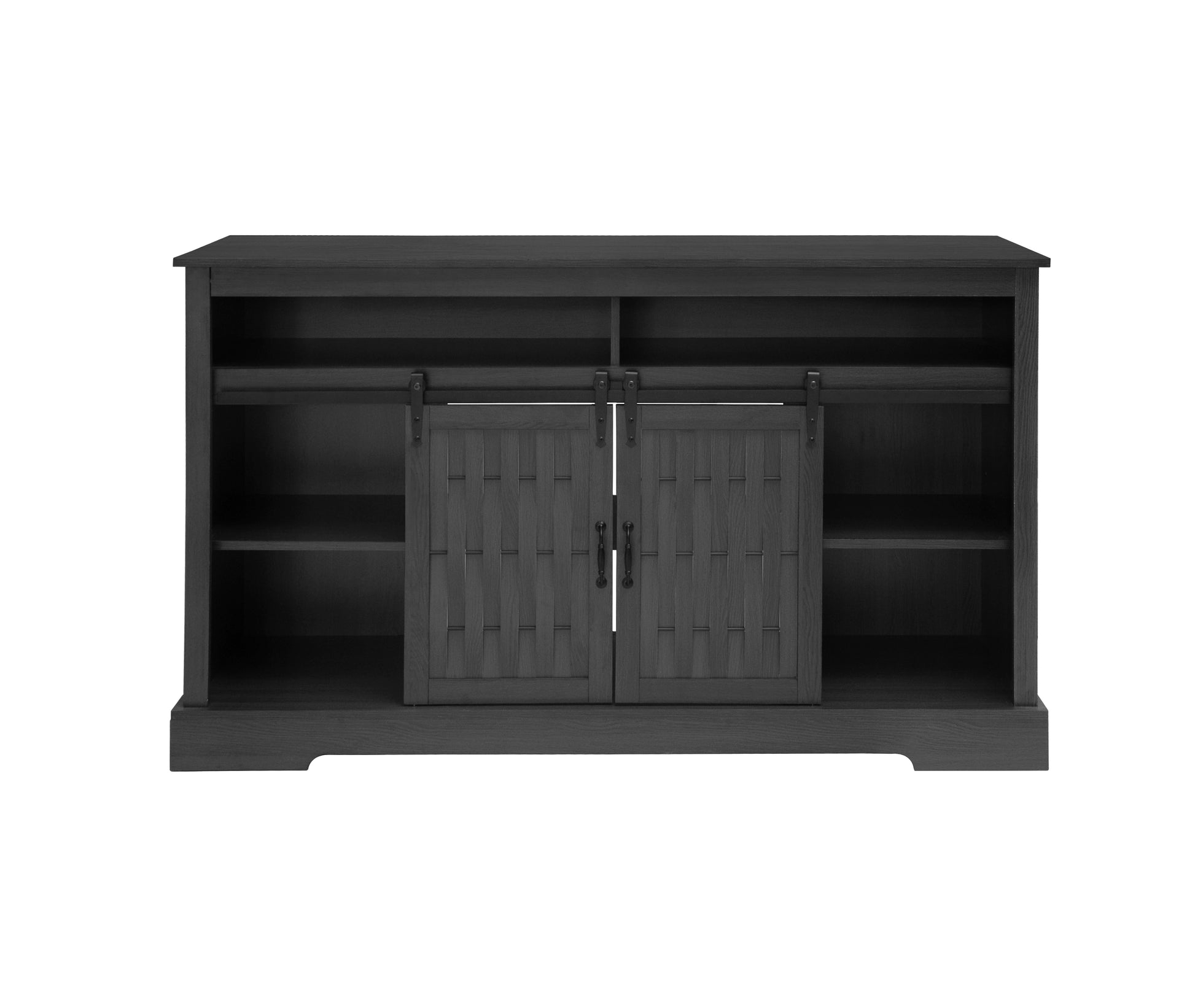 Fireplace Tv Stand For Tvs Up To 65", Entertainment Center With 23" Electric Fireplace, Farmhouse Tv Stand Industrial Media Console With Sliding Barn Door For Living Room, 58 Inch Dark Gray Particle