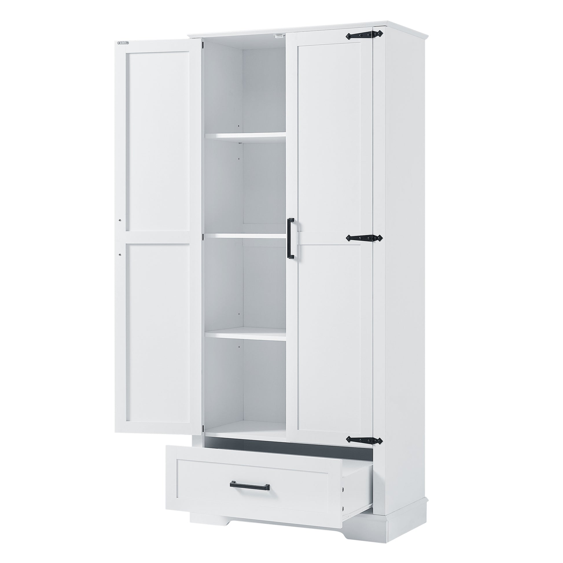 Tall Bathroom Storage Cabinet, Cabinet With Two Doors And One Drawer, Adjustable Shelf, Mdf Board, White White Mdf