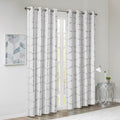 Total Blackout Metallic Print Grommet Top Curtain Panel Only 1 Pc Panel White Silver Polyester