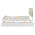 Queen Size Wooden Platform Bed With Trundle And 2 Drawers,White Queen White Solid Wood Mdf