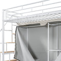 Twin Size Metal Loft Bed With Wardrobe And Storage Shelves, White Box Spring Not Required Twin White Metal Mdf Metal