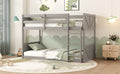Twin Over Twin Floor Bunk Bed With Panelled Headboard And Footboard, Solid Rubber Wood Foundation With Safety Guardrails, Built In Ladder,Antique White Twin Antique White Rubber Wood