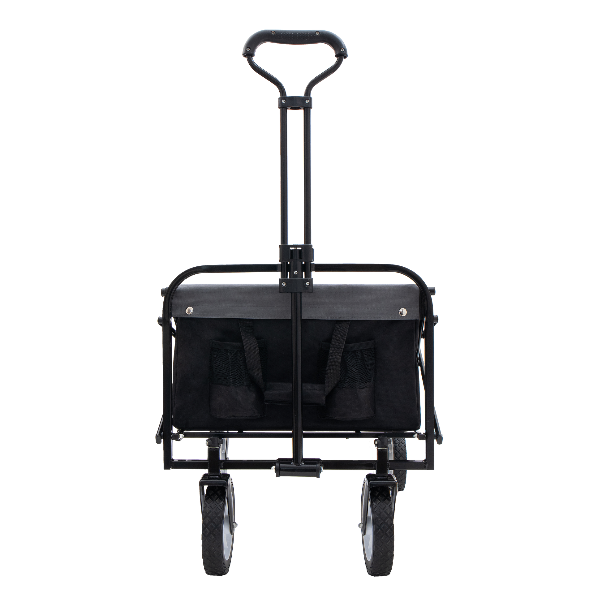Collapsible Foldable Wagon Cart With Strapping System Beach Wagon Utility Cart Utility Wagon Grocery Cart For For Camping Shopping Sports Gardeing Fishing Supports 360Lbs All Terrain Wheels Black
